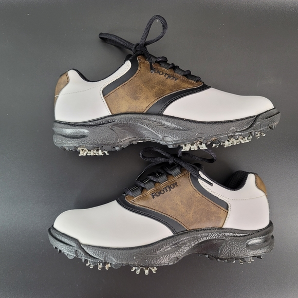FJ FootJoy GreenJoys Men Sz 7 M Golf Shoe Soft Spikes White Brown 45516 EUC - Picture 8 of 12